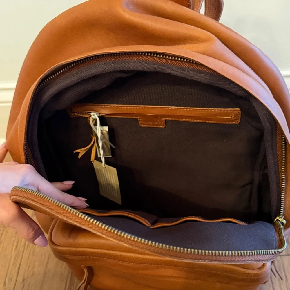 Leather Daypack Backpack - Tan